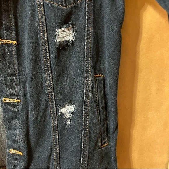 Umgee | Dreamer Distressed Oversized Longline Denim Jacket Button Front Size S - Picture 7 of 14
